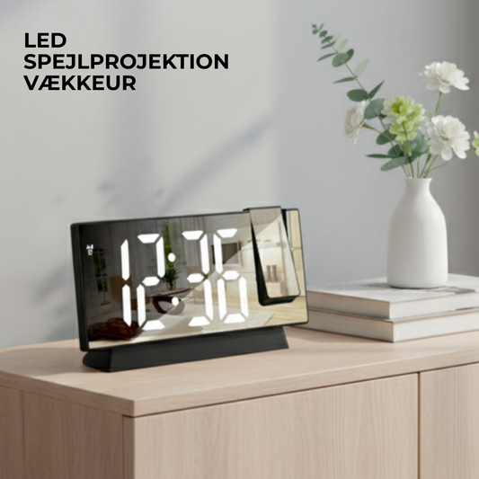 TidLys™ | Start Dagen Klogere – LED Projektion Vækkeur til Perfekt Tid